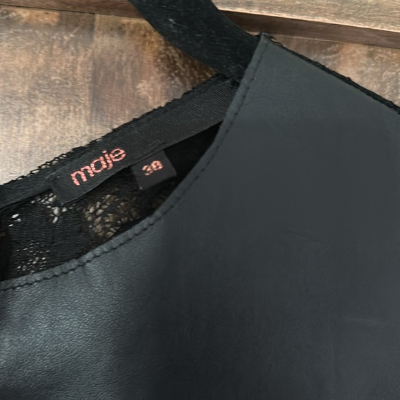 Maje Lamb Leather and Wool dress - Picture 4 of 6